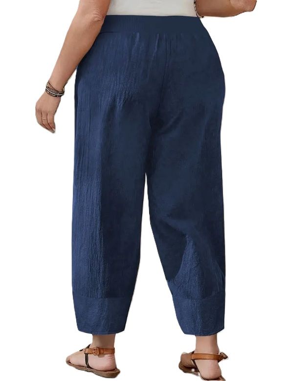 Pantaloni estivi donna blu Taglia XXXL 