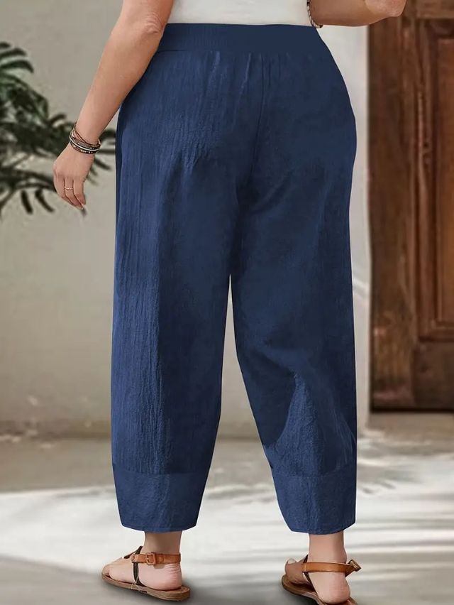 Pantaloni estivi donna blu Taglia XXXL 