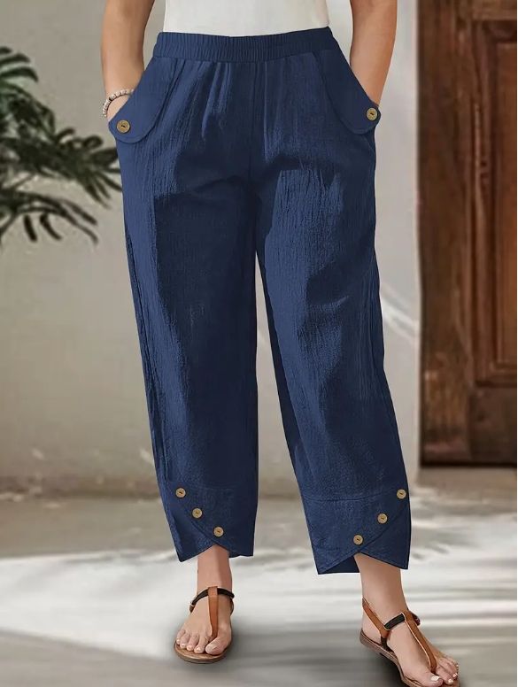 Pantaloni estivi donna blu Taglia XXXL 