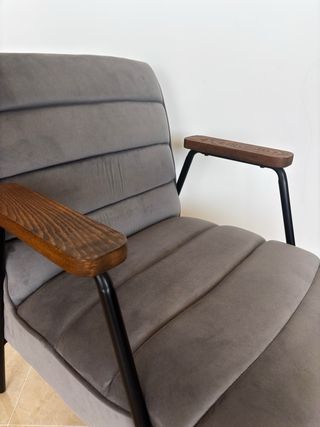 Butaca gris terciopelo - Perfecto estado 