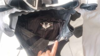 Traje moto piel bicolor blanco-negro