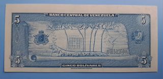 Billete 5 Bolivares 1966 D-7 con Error corte.