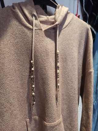 Sudadera capucha Rosa palo mujer talla XL