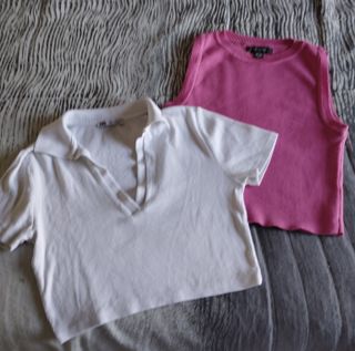 2 tops mujer - blanco y rosa