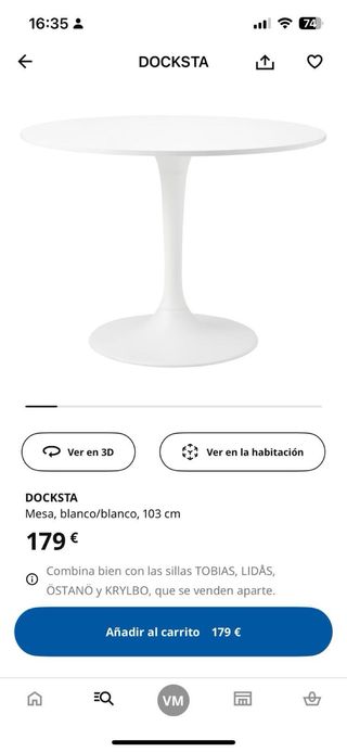 Mesa DOCKSTA blanca + 2 sillas JANINGE
