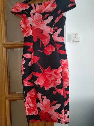 Vestido Quiz flores rojo-negro