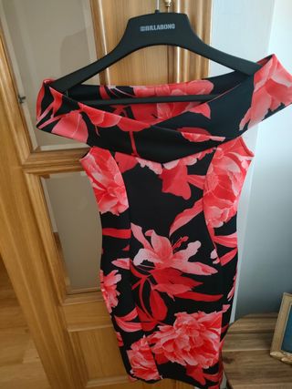 Vestido Quiz flores rojo-negro
