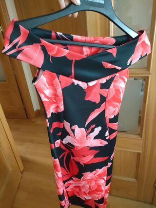 Vestido Quiz flores rojo-negro