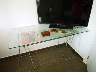Mesa cristal moderna - metal