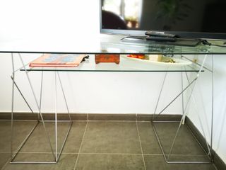 Mesa cristal moderna - metal