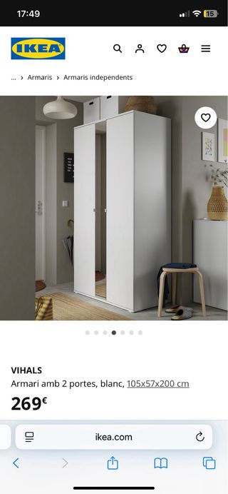 Armario VIHALS Ikea blanco 105x57x200