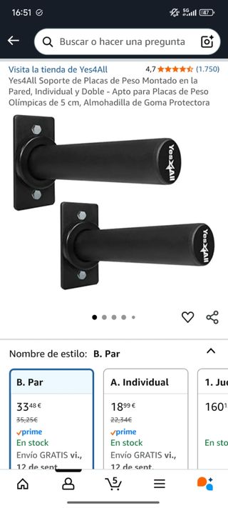Soporte doble Yes4All - Discos de peso