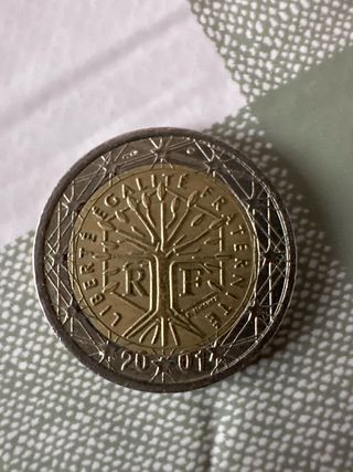 Moneda 2€ error acuñación Francia.