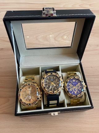 3 orologi GENEVA in oro e blu