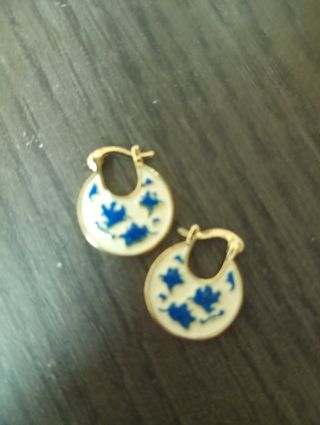 Pendientes Cerámica Azul y Dorado