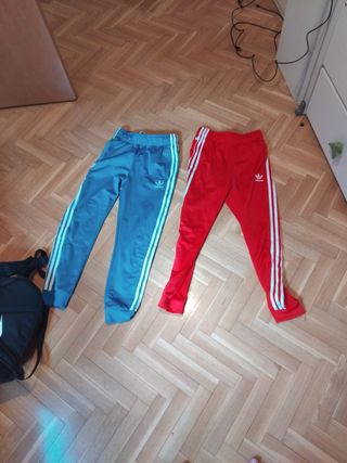 2 Pantalones Adidas - Azul y Rojo