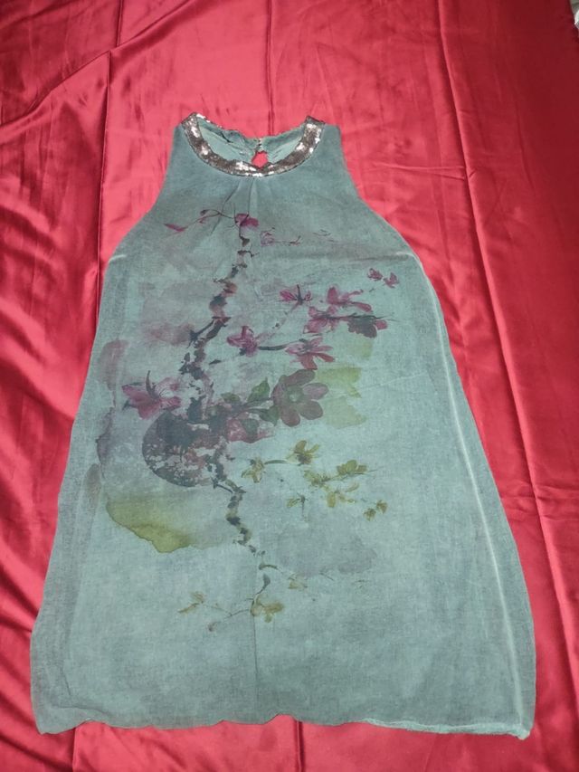 Vestitino grigio-verde floreale