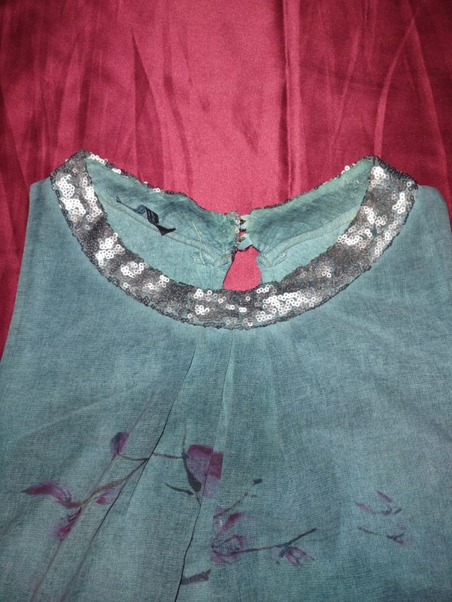 Vestitino grigio-verde floreale