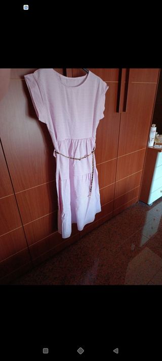 Vestito a righe rosa e bianco Tg unica