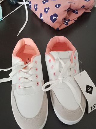 Zapatillas niña blancas rosa - nº 35