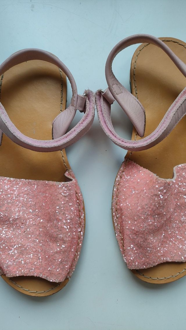 Sandalias niña Angelitos glitter rosa