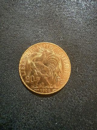 Moneda Oro 20 Francos Francia 1908