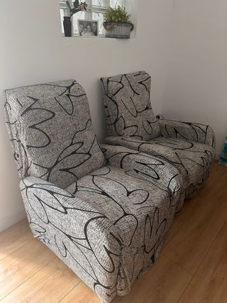 2 Sillones reclinables - Tela gris&negro