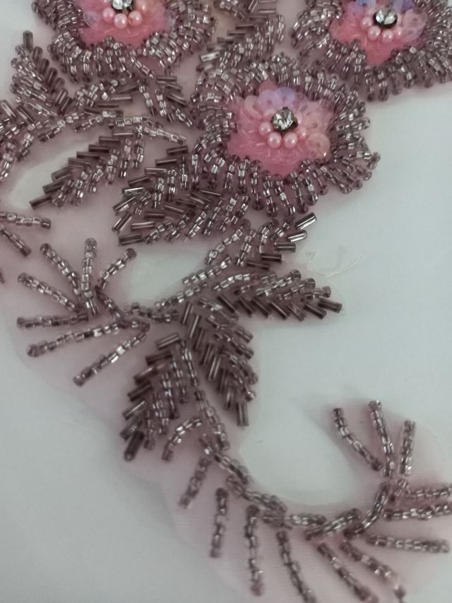 Applique pizzo ricamato: perline & strass Vintage 