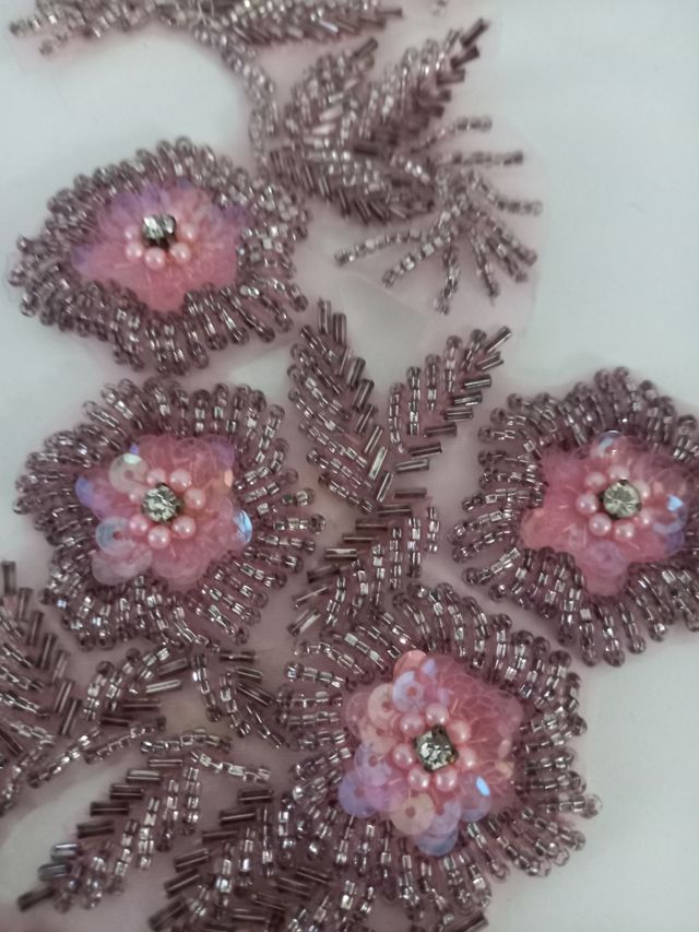 Applique pizzo ricamato: perline & strass Vintage 