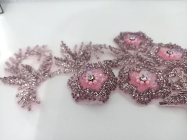 Applique pizzo ricamato: perline & strass Vintage 