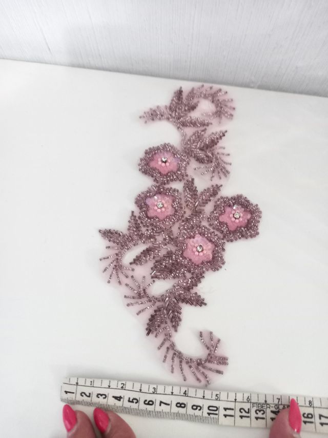 Applique pizzo ricamato: perline & strass Vintage 