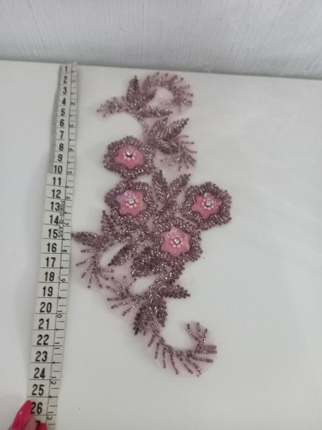 Applique pizzo ricamato: perline & strass Vintage 