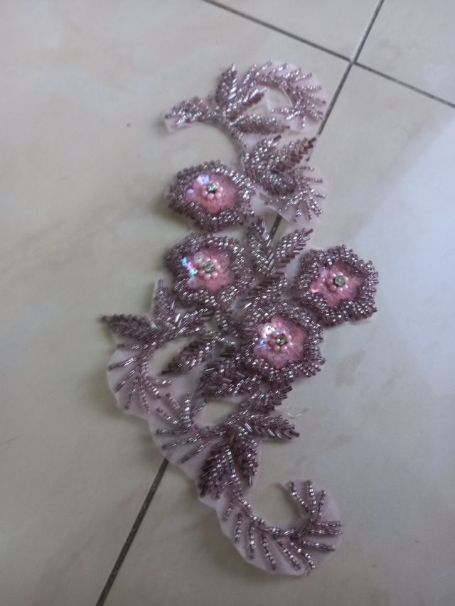 Applique pizzo ricamato: perline & strass Vintage 