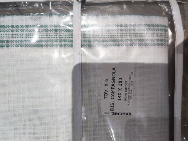 Tovaglia cotone verde e bianco