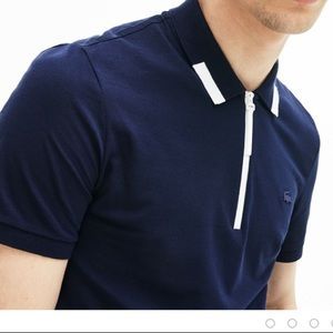 Polo Lacoste azul c/cremallera