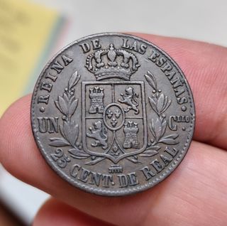 Moneda 25 Céntimos Real 1854 Isabel 2a.