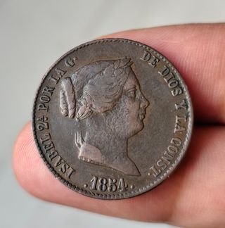Moneda 25 Céntimos Real 1854 Isabel 2a.