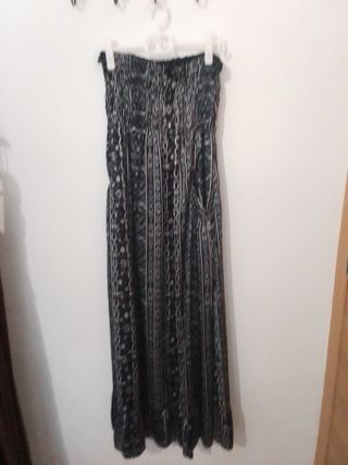 Vestido largo boho chic blanco y negro