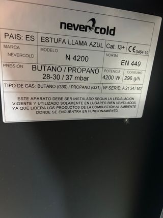 Estufa NEVERCOLD como nueva