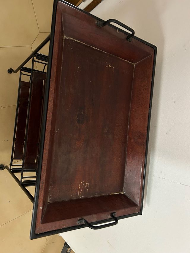 Carrello ausiliario in metallo e legno - vintage rustico