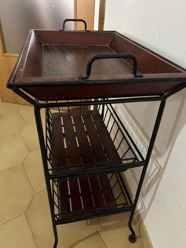 Carrello ausiliario in metallo e legno - vintage rustico