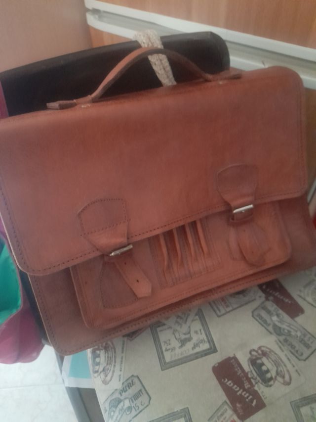 Bolso bandolera piel marrón