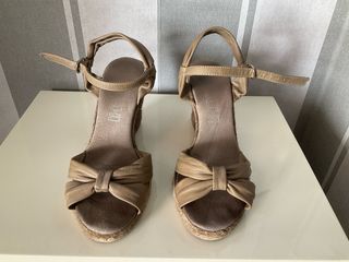 Sandalias cuña esparto beige nº37