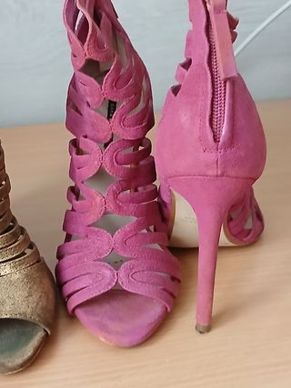Sandalias Zara doradas y rosas