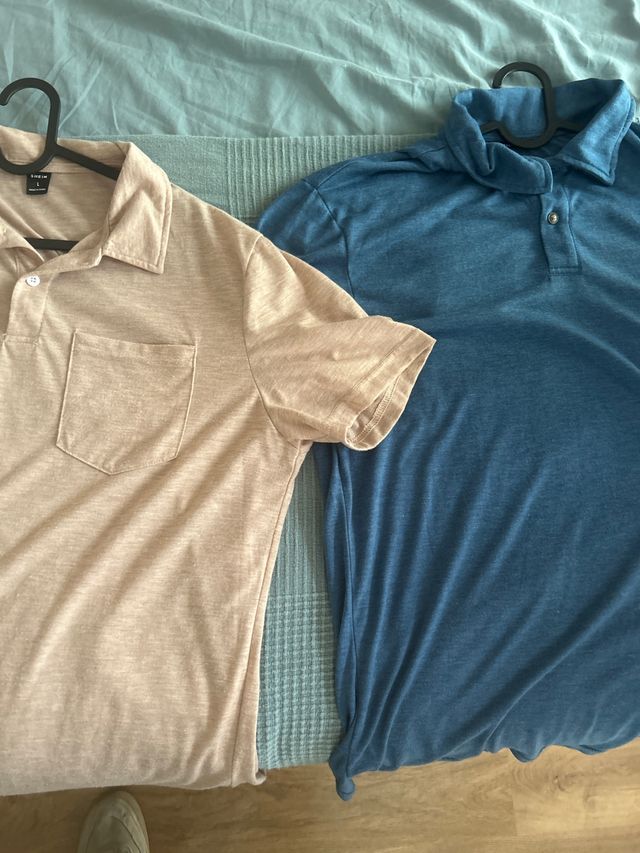 Polos hombre L - beige & azul