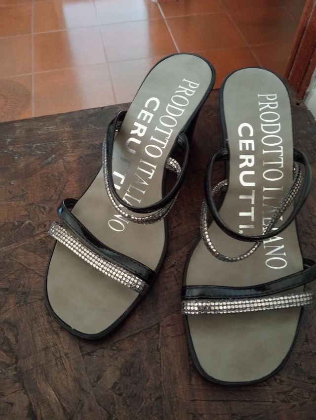 Sandali Cerutti neri e argento