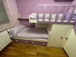 Litera infantil 2 pers. morada-blanca