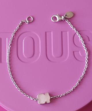 Pulsera Tous plata y cuarzo rosa