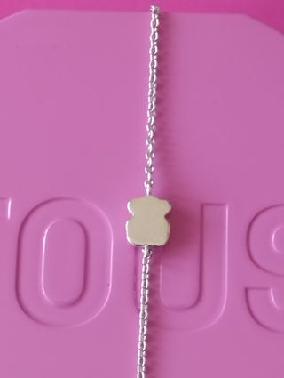 Pulsera Tous plata y cuarzo rosa
