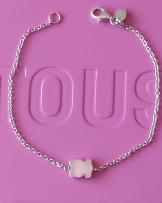 Pulsera Tous plata y cuarzo rosa